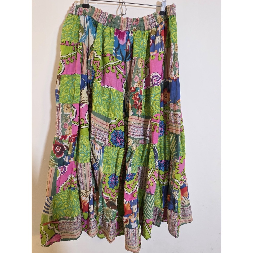 Multicolor Floral Patchwork Tiered Drawstring Cot… - image 1